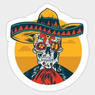 Day of the Dead Mexican Mariachi Vaquero // Dia de los Muertos Sugar Skull Sticker